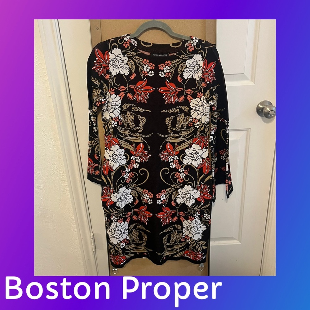 Boston Proper Black Floral Dress
